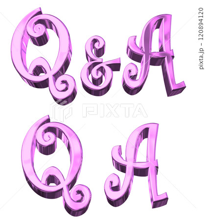 3DCG文字「Q&Aキラキラ」パープル,紫,ピンク 3DCG文字「Q&Aキラキラ」パープル,紫,ピンク 120894120