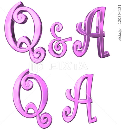 3DCG文字「Q&Aキラキラ」パープル,紫,ピンク 3DCG文字「Q&Aキラキラ」パープル,紫,ピンク 120894121
