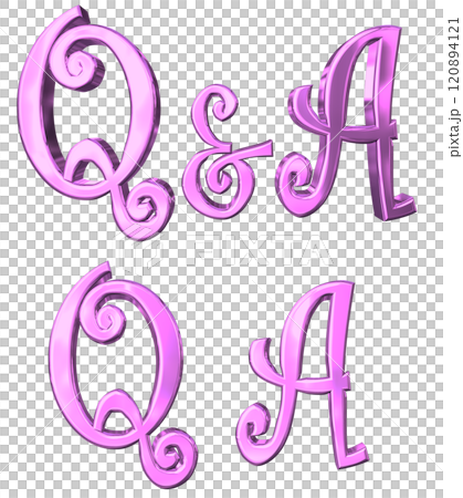 3DCG文字「Q&Aキラキラ」パープル,紫,ピンク 3DCG文字「Q&Aキラキラ」パープル,紫,ピンク 120894121