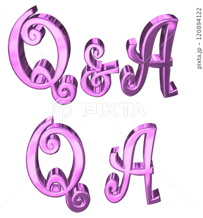 3DCG文字「Q&Aキラキラ」パープル,紫,ピンク 120894122