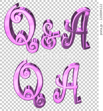 3DCG文字「Q&Aキラキラ」パープル,紫,ピンク 120894122