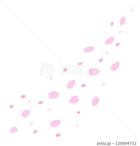 シンプルでかわいい桜の花吹雪のイラスト 120894712