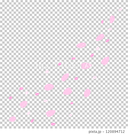 シンプルでかわいい桜の花吹雪のイラスト 120894712