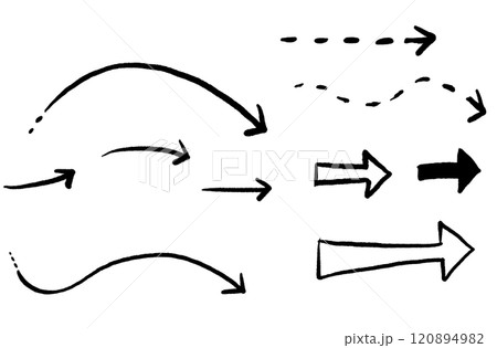 シンプルな手描きの矢印のアイコンセット シンプルな手描きの矢印のアイコンセット 120894982