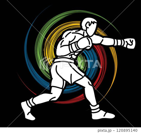 Boxing Sport Boxer Fighting Action Fighter Cartoon Graphic Vector 120895140