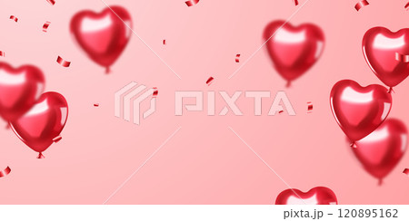 Beautiful red 3d heart balloon vector illustration banner template background design Beautiful red 3d heart balloon vector illustration banner template background design 120895162