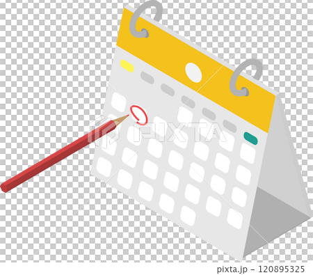 Image material of marking a desk calendar with an isometric pen Image material of marking a desk calendar with an isometric pen 120895325