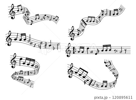 Music notes symbol, musical notes melody, staff treble clef notes Music notes symbol, musical notes melody, staff treble clef notes 120895611