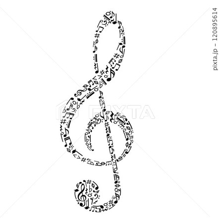 Music notes icon, musical key signs, treble clef Music notes icon, musical key signs, treble clef 120895614