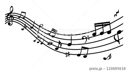 Music notes icon, staff treble clef notes, music sound, tune bass treble 120895616