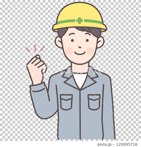 ガッツポーズする安全ヘルメットの建設作業員男性 ガッツポーズする安全ヘルメットの建設作業員男性 120895716