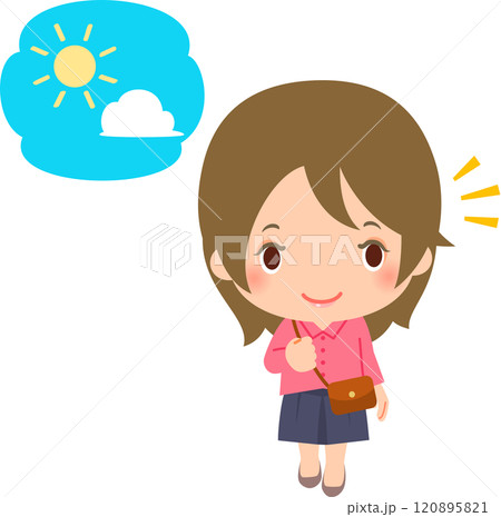 天気が良い日に出かける笑顔の女性 120895821