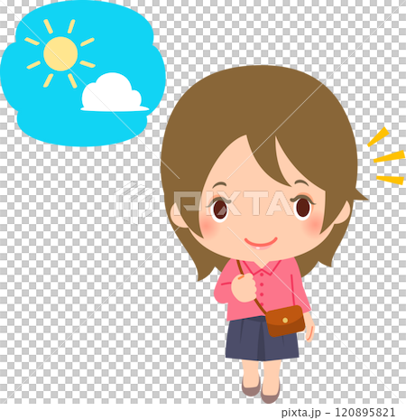 天気が良い日に出かける笑顔の女性 120895821