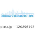 ビル群を望む郊外の住宅が並ぶ景観 120896192