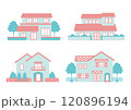 オシャレな2階建て一軒家の建築系イラスト素材 120896194