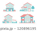 オシャレな2階建てマイホームの建築系イラスト素材 120896195