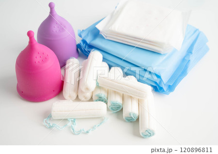 Sanitary hygiene set for women menstrual period cycle protection. 120896811