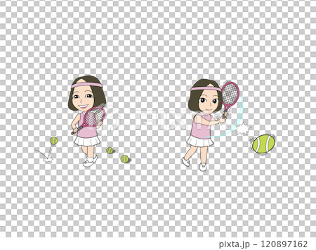 女の子のゆるキャライラスト_テニス 女の子のゆるキャライラスト_テニス 120897162