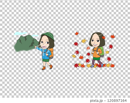 Girl's mascot illustration_Hiking 120897164