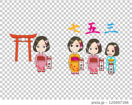 女の子のゆるキャライラスト_七五三 女の子のゆるキャライラスト_七五三 120897166
