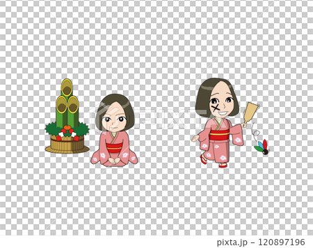 Girl's mascot illustration_New Year Girl's mascot illustration_New Year 120897196