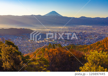 冠雪富士と秋景色 冠雪富士と秋景色 120897445