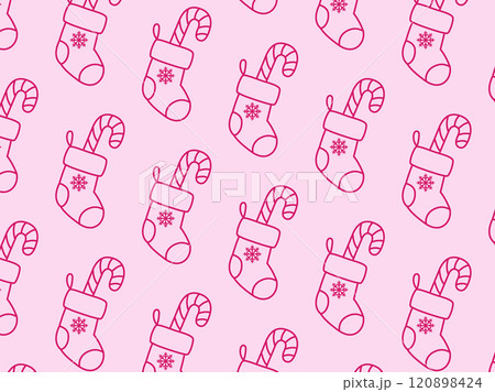 Pattern Christmas sock with candies. Vector Christmas illustration 120898424
