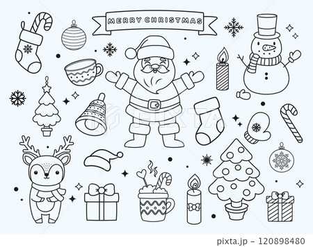 Merry Christmas. Set of vector doodle illustrations 120898480