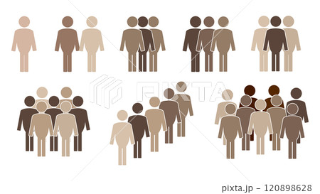 Human figures with different skin colors, crowd of people with different skin colors icon set, stop racism concept, crowd icon isolated, collection of person group icon with different skin tones Human figures with different skin colors, crowd of people with different skin colors icon set, stop racism concept, crowd icon isolated, collection of person group icon with different skin tones 120898628