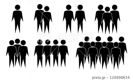 Set of society icon on white background, human resource and team leadership concept, black bodyguards icon, social grouping people, teamwork concept, teamwork concept, crowd icon isolated 120898634