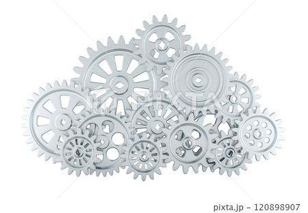 Cloud Computing from steel cogwheels, 3D rendering 120898907