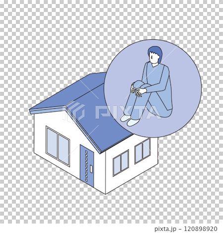 ひきこもり男性のイメージイラスト 120898920