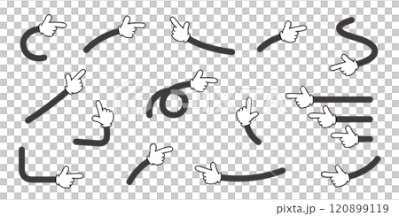 Vector illustration set of arrows like glove pointers pointing in various directions 120899119