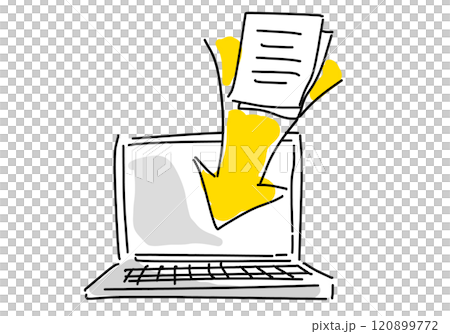 DX/digitalization/data conversion image hand-drawn line drawing on PC 120899772