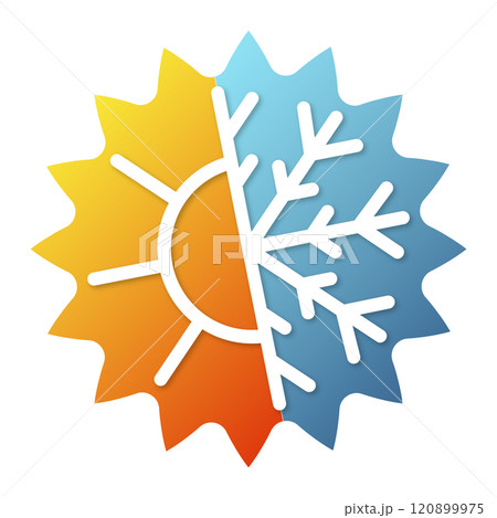 Sun and snowflake air conditioner. Heating and cooling symbol Sun and snowflake air conditioner. Heating and cooling symbol 120899975