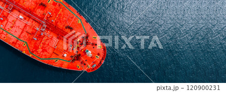 Aerial view oil tanker ship oil depot terminal storage petroleum petrochemical refinery product, Global Business energy tanker ship logistic transportation oil industry crude oil fuel by tanker ship. Aerial view oil tanker ship oil depot terminal storage petroleum petrochemical refinery product, Global Business energy tanker ship logistic transportation oil industry crude oil fuel by tanker ship. 120900231