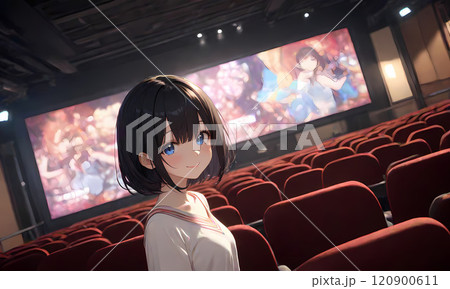 客席に座る少女 120900611