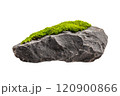 Rough stone with moss patches, isolated on transparent background 120900866