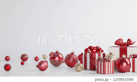 Gift boxes and christmas balls,Isolated on white background. 120901090