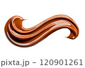 Artistic chocolate sauce drizzle in abstract pattern, isolated on transparent background 120901261