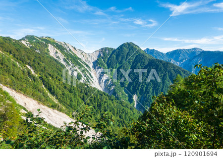 夏の烏帽子岳・南沢岳登山(ブナ立尾根から不動岳・不動岳崩壊地・南沢岳を望む) 夏の烏帽子岳・南沢岳登山(ブナ立尾根から不動岳・不動岳崩壊地・南沢岳を望む) 120901694
