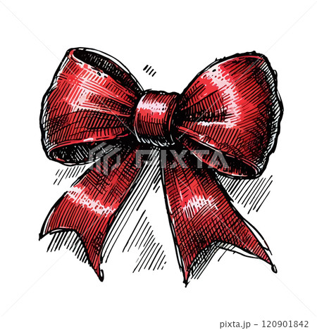 Watercolor featuring charming red bow with coquette style. Watercolor featuring charming red bow with coquette style. 120901842
