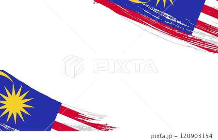 Malaysia Flag with Brush Stroke Effect, Grunge brush stroke. Watercolor painting flag 120903154