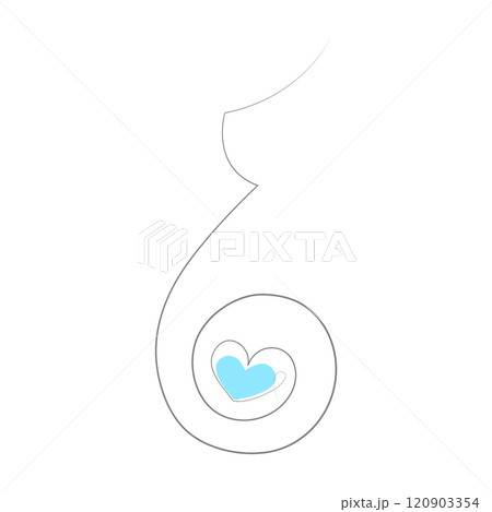 belly of a pregnant woman line art. vector.  120903354