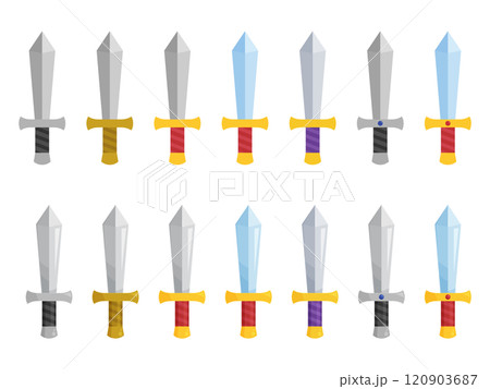 かわいい剣のイラスト素材セット かわいい剣のイラスト素材セット 120903687