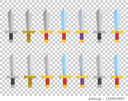 かわいい剣のイラスト素材セット かわいい剣のイラスト素材セット 120903687