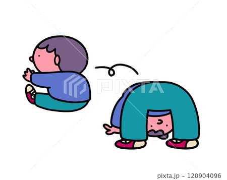 でんぐり返しをする子供 120904096