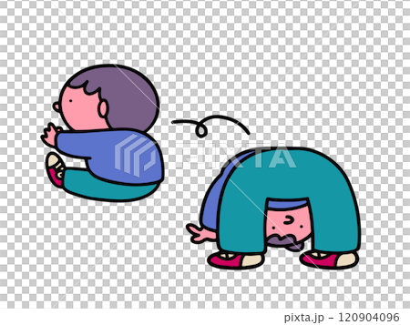 でんぐり返しをする子供 120904096