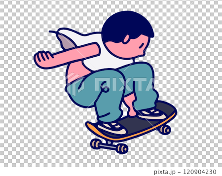 スケボーでジャンプする男の子 スケボーでジャンプする男の子 120904230
