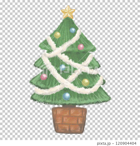 クレヨン風のクリスマスツリーのイラスト 120904404